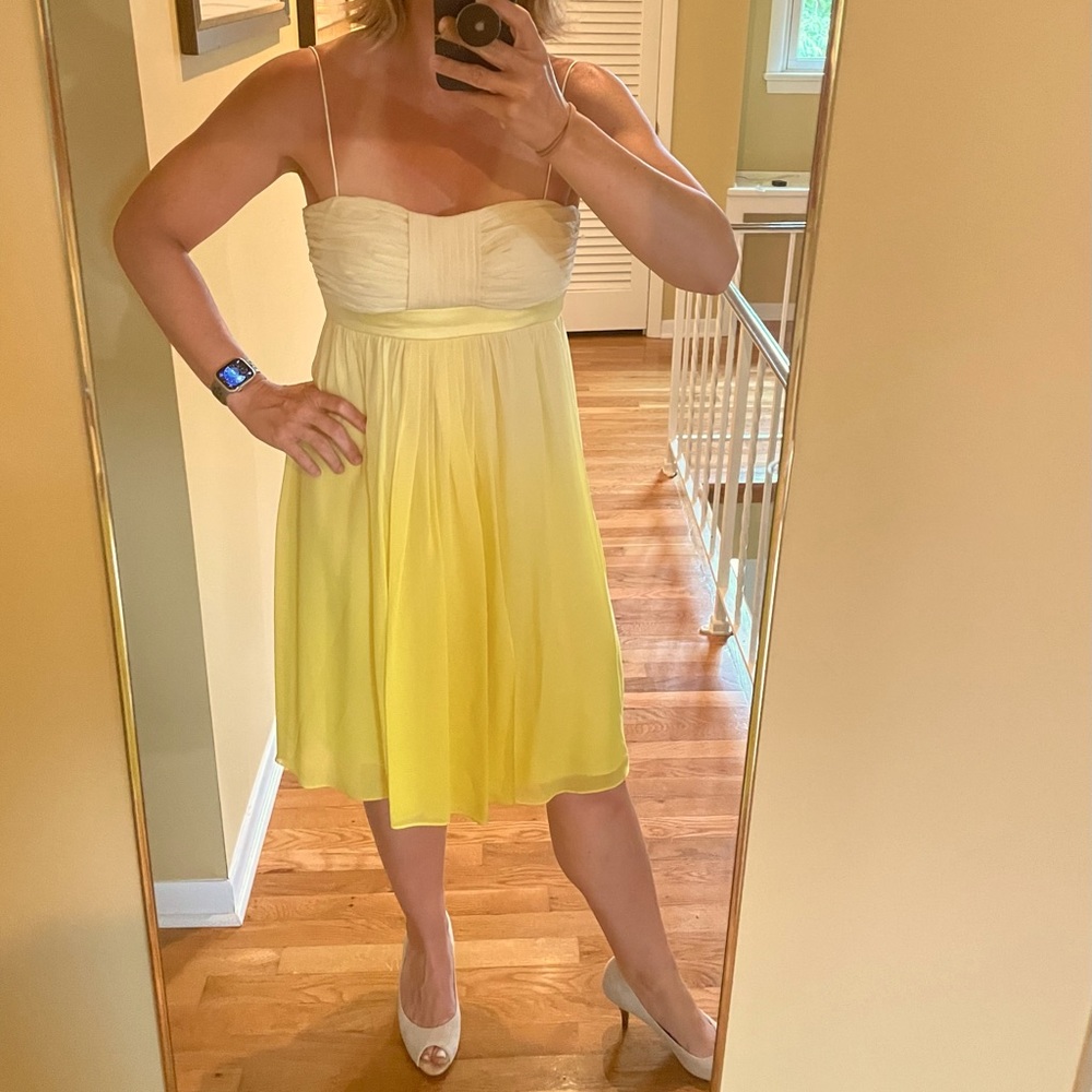 EUC Donna Morgan Yellow Silk Strappy Dress Size 6